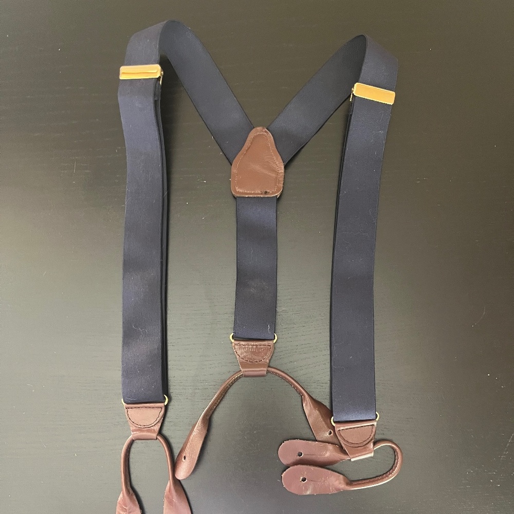 Vintage Navy Blue Suspenders